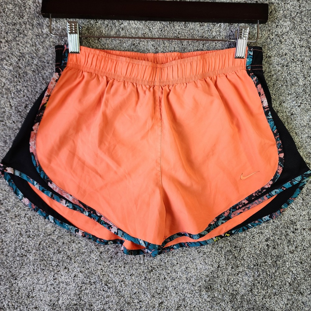 Nike Running Shorts Womens M Orange Dri-FIT Mesh‎ Trim Liner Excellent